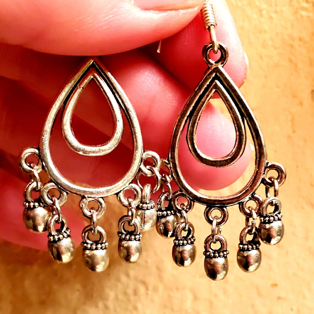 New Jhumka Silver Dangle Earrings.